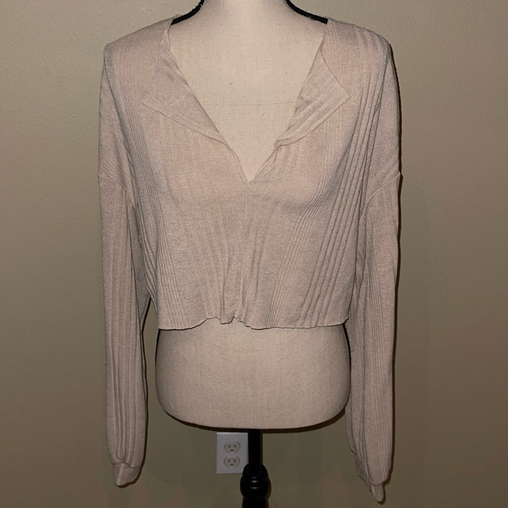 Tan cropped lightweight long sleeve